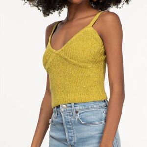 Le Superbe Beach to Bar Cami in Peridot Marl Ribbed Knit Cropped Cashmere XS